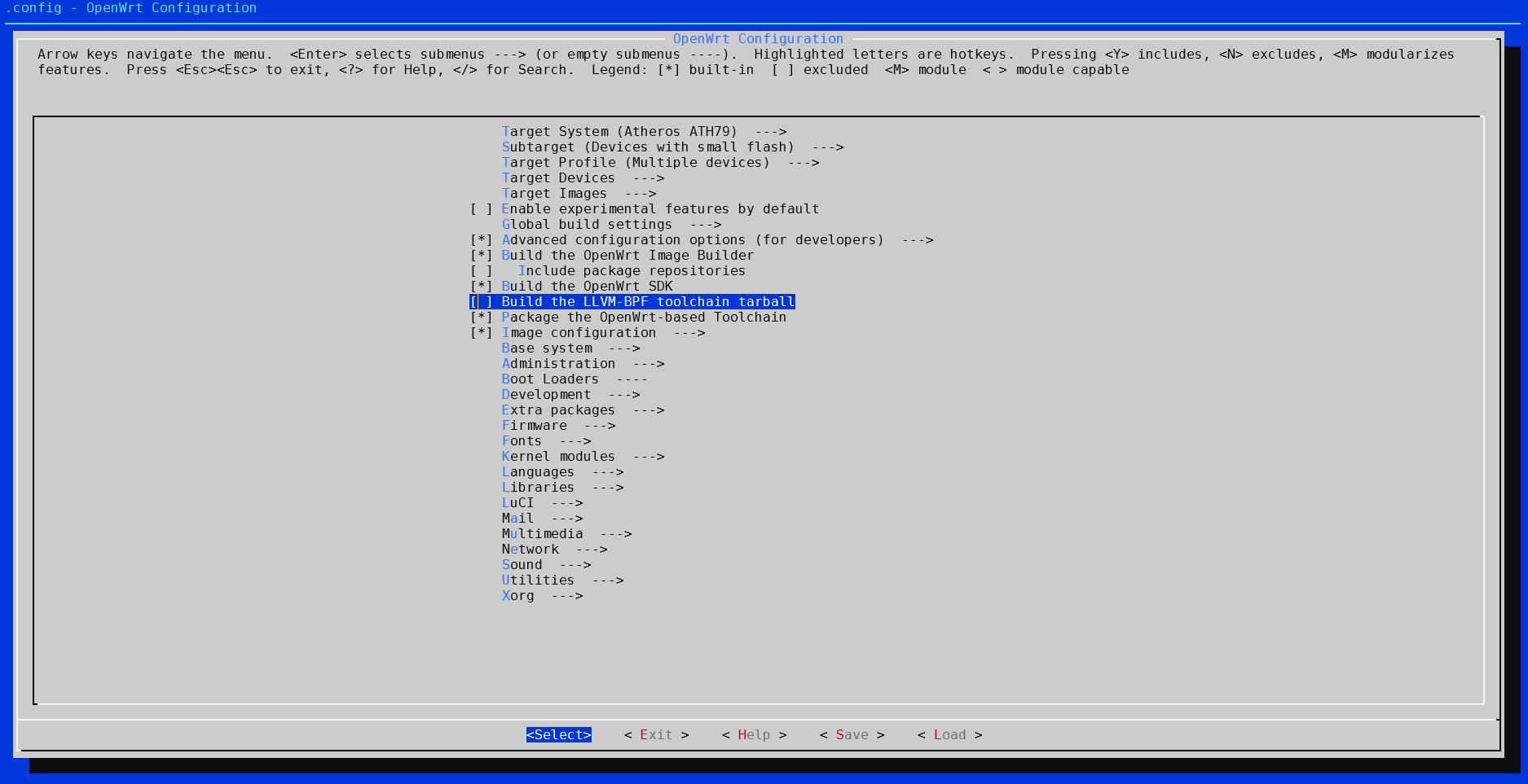 OpenWRT menuconfig